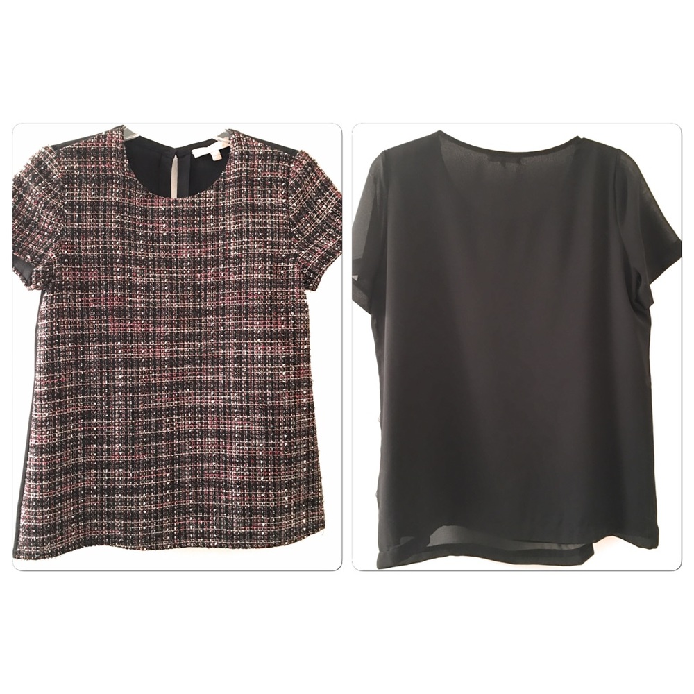 Banana Republic Tweed Blouse Short Sleeve Size XS